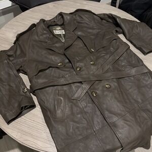 Vintage Mid Western Sport Deerskin Leather Jacket Brown Belted Zipper Lining 3XL